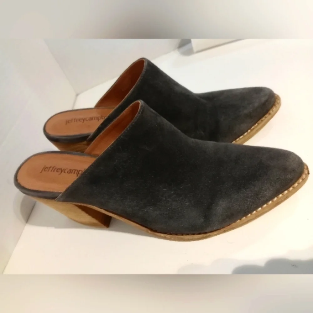 Jeffrey Campbell Black Mules with Wooden Heel - Picture 6 of 12